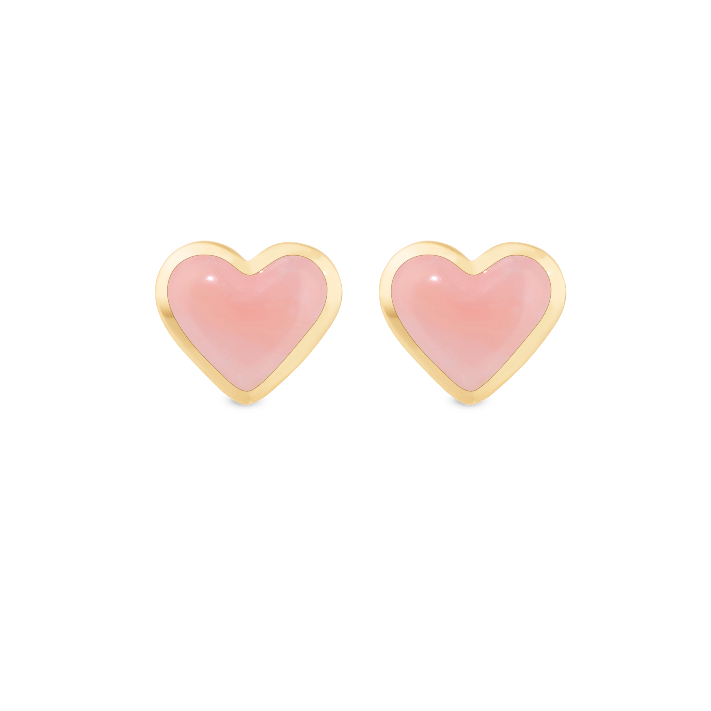 Love sticker studs yellow gold with pink opal – Alina Abegg
