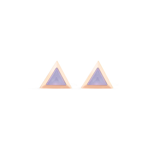 Triangle-sticker-studs-rose-gold-with-lavender-chalcedony