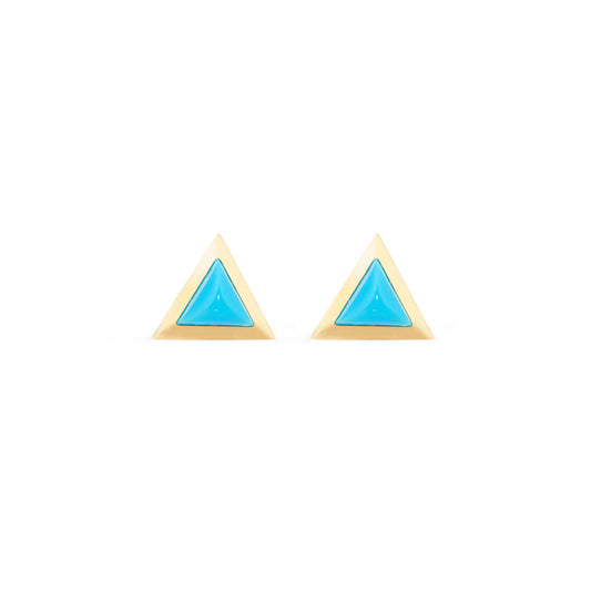 Triangle-sticker-studs-yellow-gold-with-turquoise