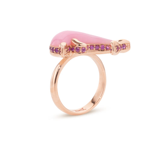 Dolphin-bubble-mini-ring-stoned-rose-gold-with-pink-opal-and-amethyst