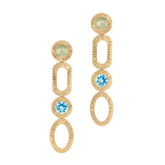 Soap-opera-earrings-stoned-yellow-gold-with-green-amethyst-and-blue-topaz