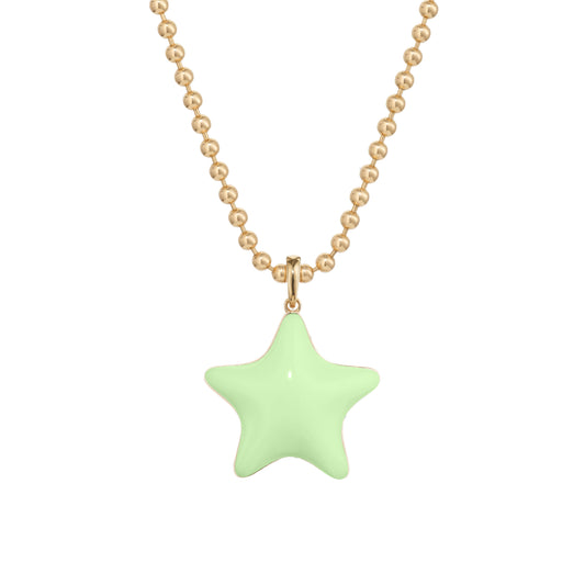 Starfish-bubble-pendant-necklace-stoned-yellow-gold-with-lemon-chrysoprase-and-pink-sapphire