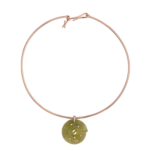 Licorice-choker-stoned-rose-gold-with-peridot-and-diamond