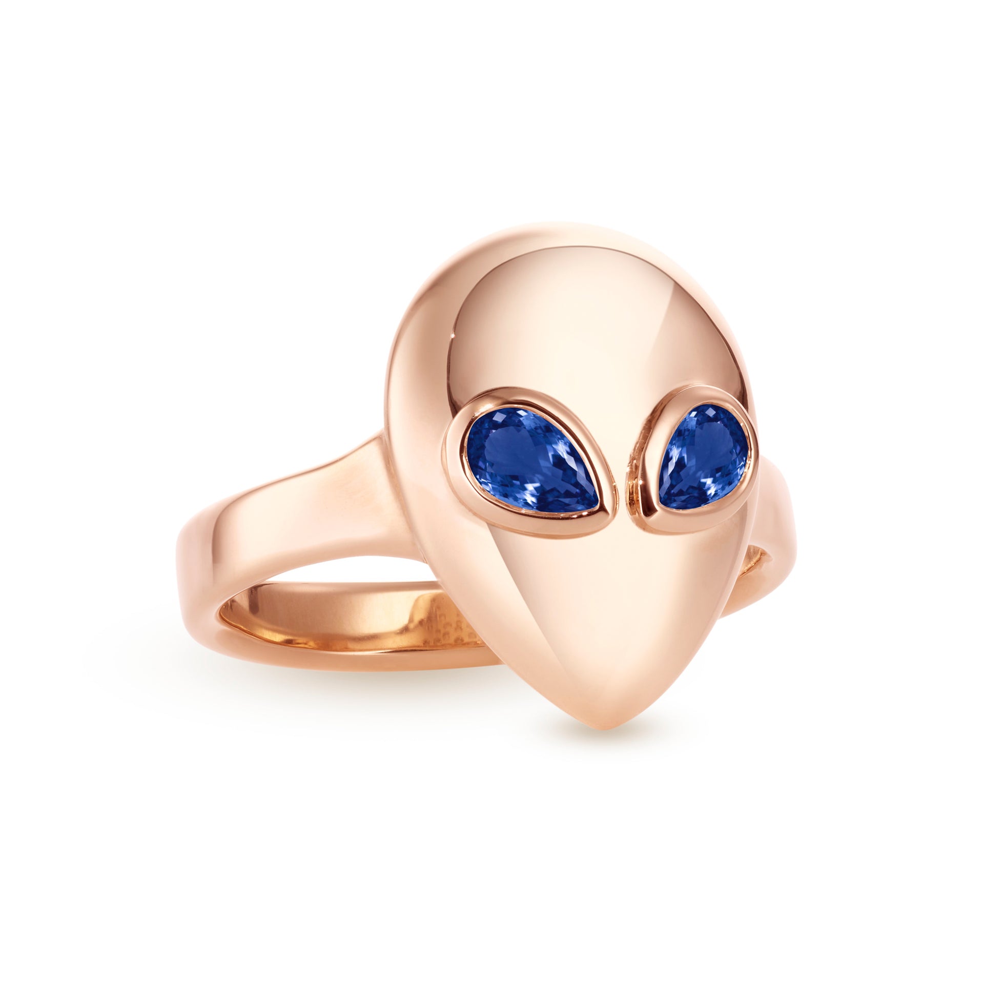 Alien mini ring rose gold with blue sapphire