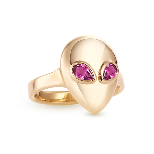Alien-mini-ring-yellow-gold-with-pink-tourmaline