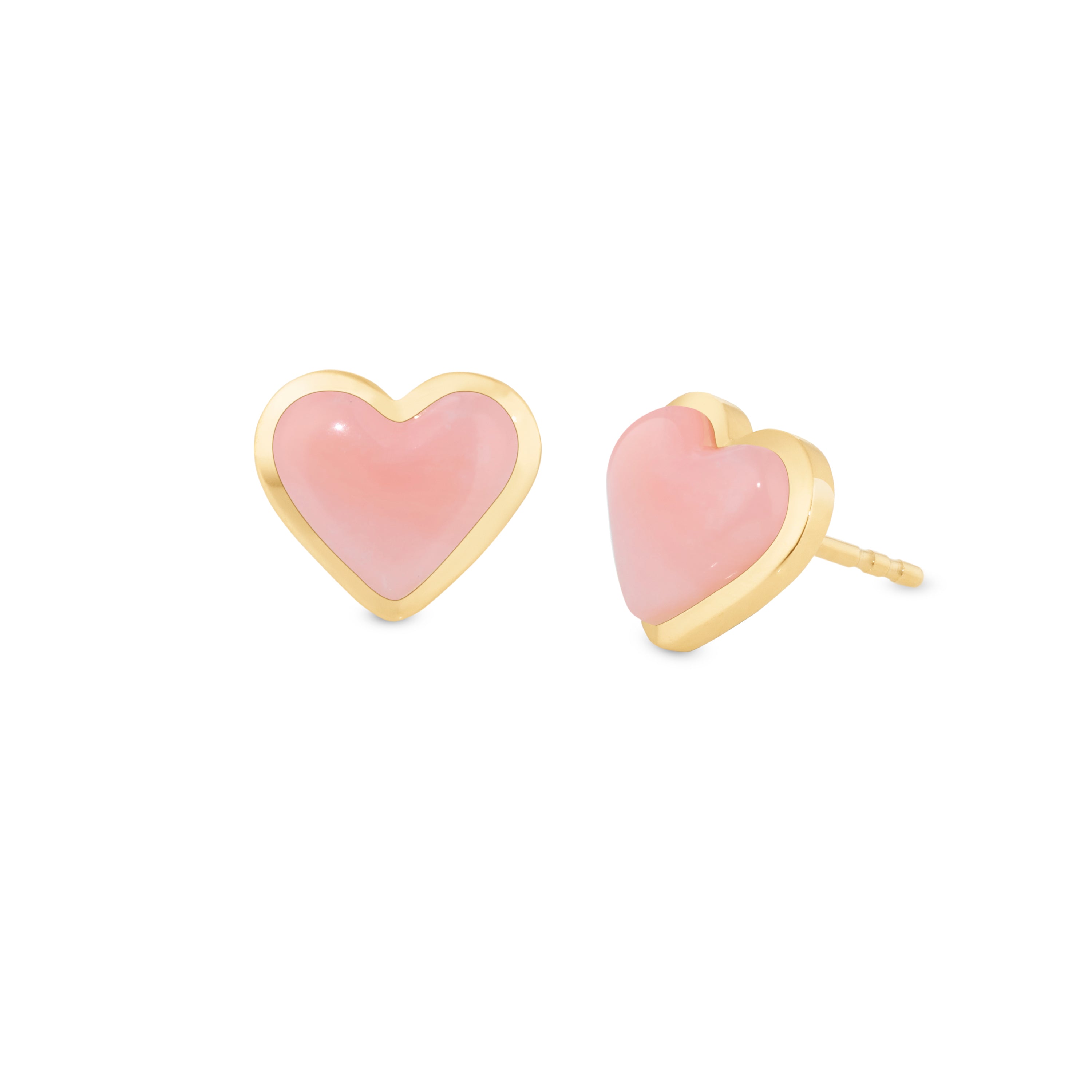 Love sticker studs yellow gold with pink opal – Alina Abegg