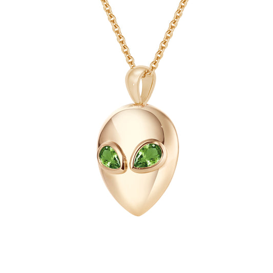 Alien_necklace_yellow_gold_with_green_tourmaline