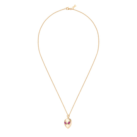 Alien necklace yellow gold with pink tourmaline