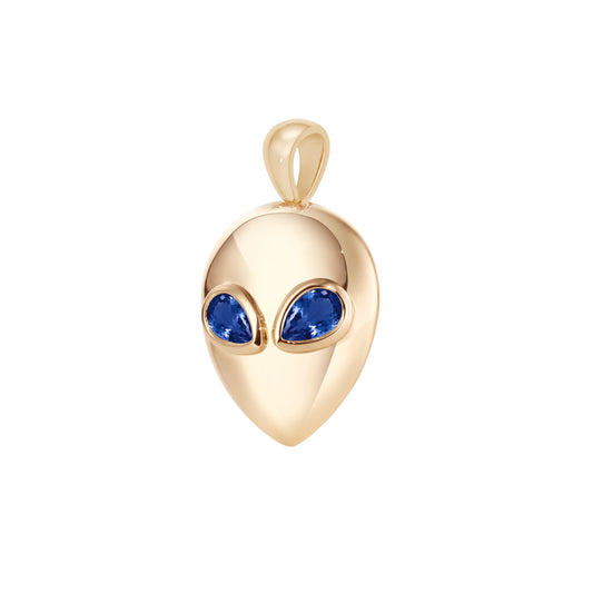 Alien_pendant_yellow_gold_with_blue_sapphire