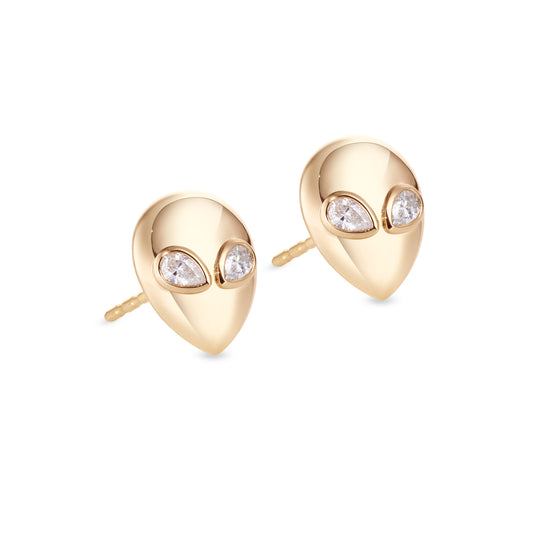 Alien studs yellow gold with diamond