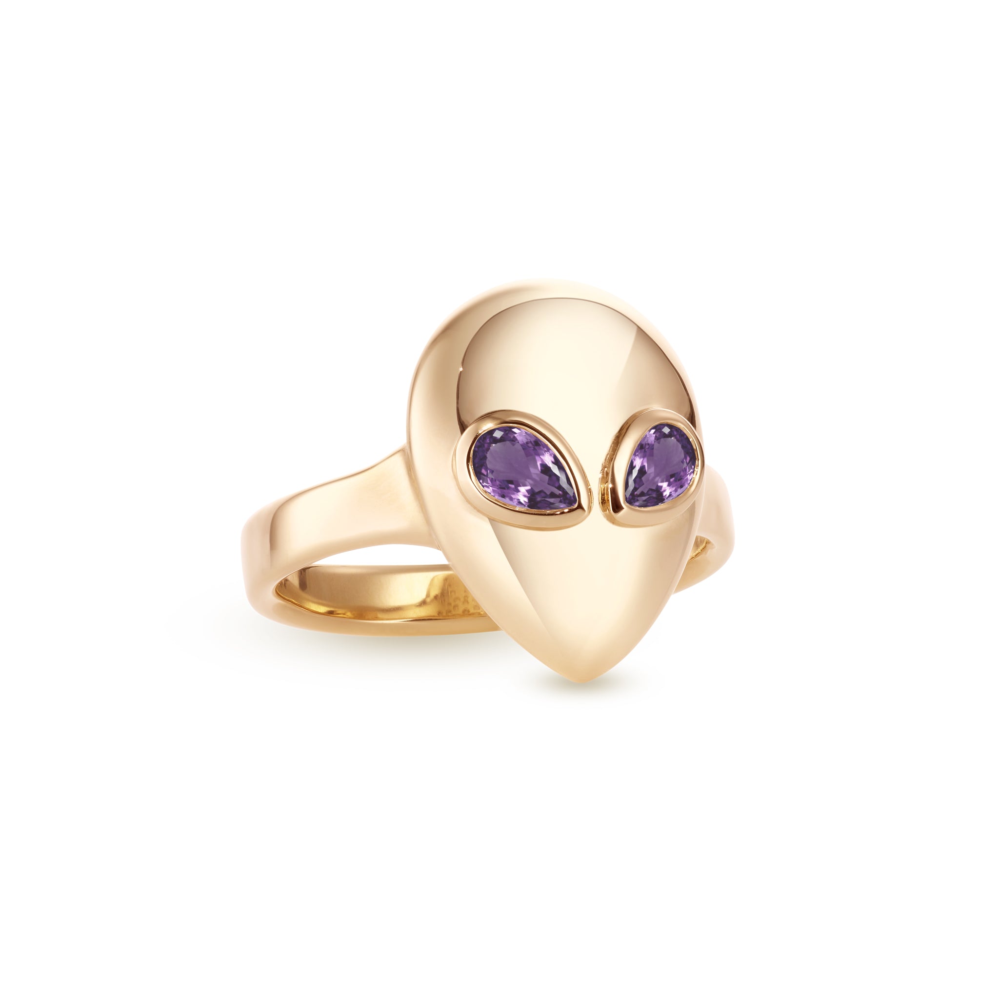 Alien Language Rings Alien mini ring yellow gold with amethyst – AKA Jewels GmbH