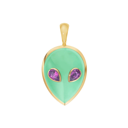 Alina_Abegg_Aliens_Alien_Pendant_Yellow_Gold_Chrysoprase_Rhodolite