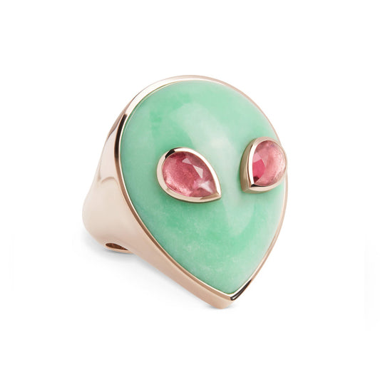Alina_Abegg_Aliens_Alien_Signature_Ring_Rose_Gold_Chrysoprase_Pink_Tourmaline