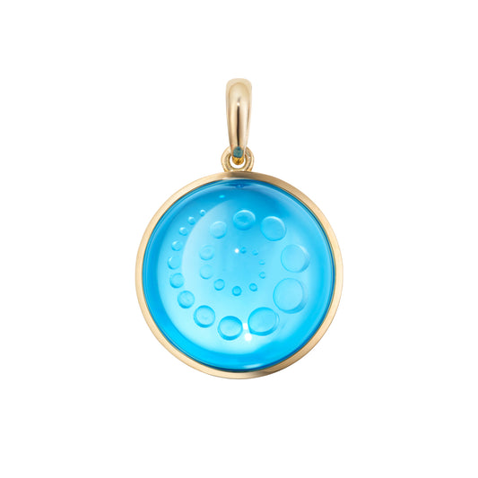 Bath bubble pendant stoned yellow gold with blue topaz and tsavorite