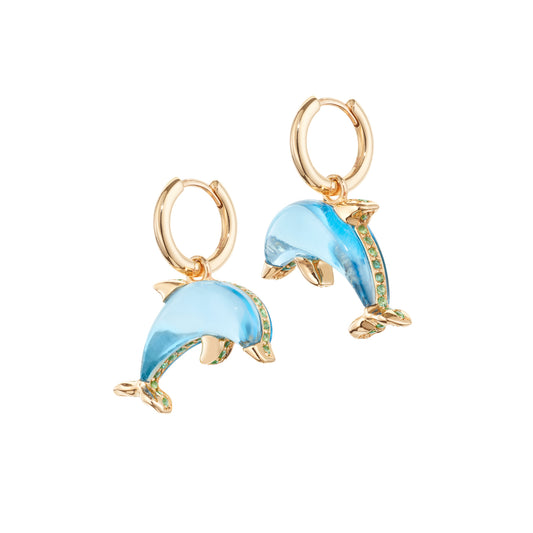 Alina_Abegg_Soap_Opera_Dolphin_Bubble_Hoops_Stoned_Yellow_Gold_Blue_Topaz_Tsavorite