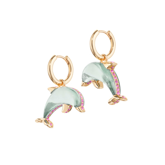 Alina_Abegg_Soap_Opera_Dolphin_Bubble_Hoops_Stoned_Yellow_Gold_Green_Amethyst_Pink_Sapphire