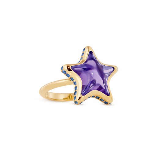 Alina_Abegg_Soap_Opera_Starfish_Bubble_Mini_Ring_Aura_Stoned_Yellow_Gold_Amethyst_Blue_Sapphire