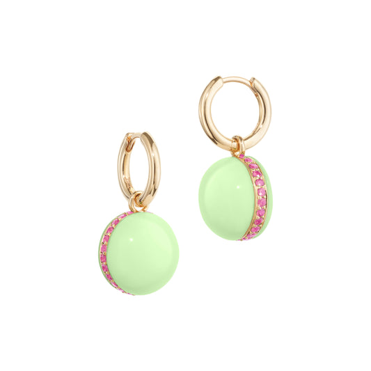 Bath-bubble-hoops-stoned-yellow-gold-with-lemon-chrysoprase-and-pink-sapphire