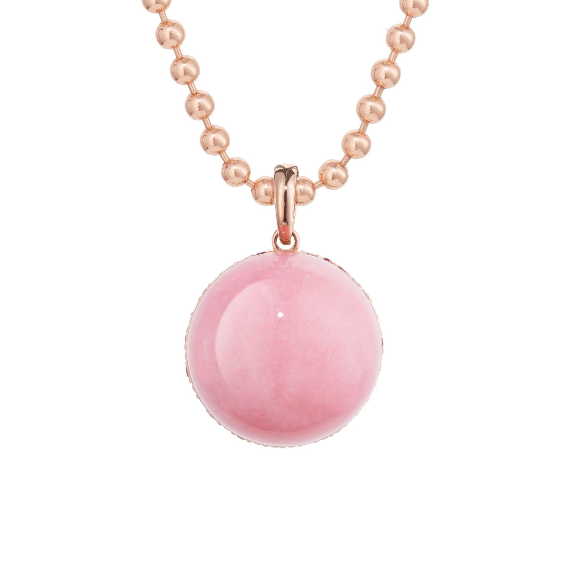 Bath bubble necklace stoned rose gold with pink opal and amethyst