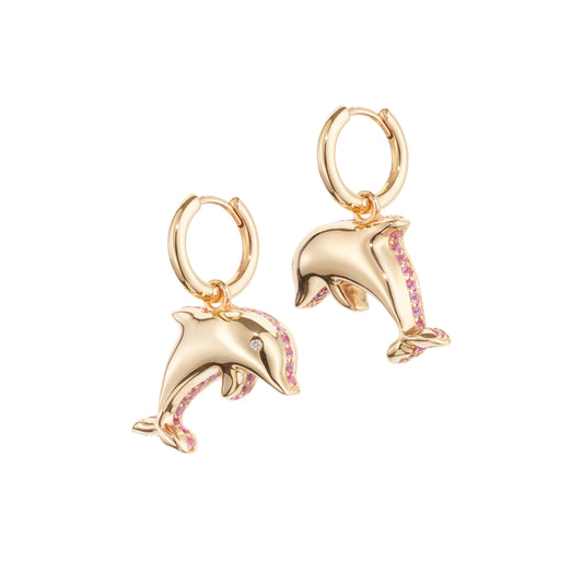 Dolphin-bubble-hoops-stoned-yellow-gold-with-pink-sapphire-and-diamond