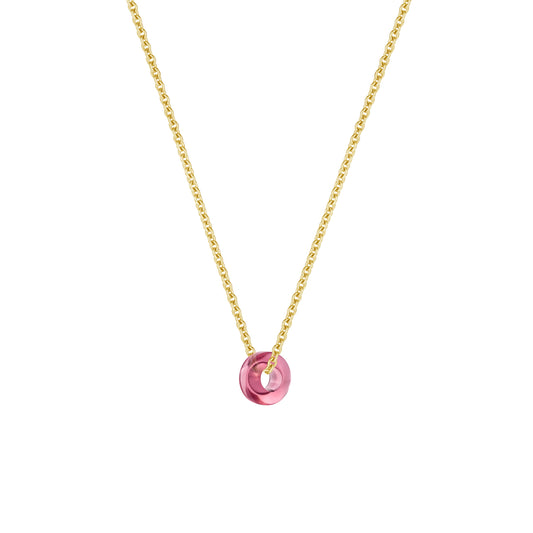 Candy-girl-necklace-yellow-gold-with-candy-bead-pink-tourmaline