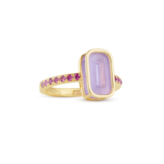 Mini-pfefferminz-ring-grape-stoned-yellow gold-with-lavender-chalcedony-and-sapphire