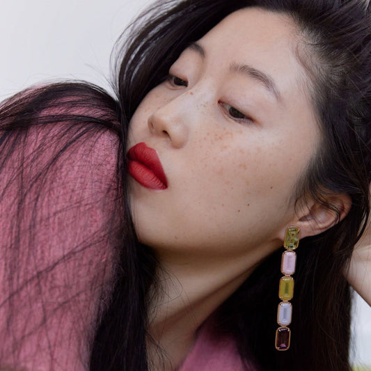 Pfefferminz-earrings-maxi-rainbow-rose-gold-with-multiple-gemstones