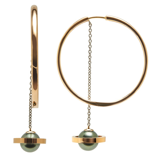 Saturn-hoops-rose-and-white-gold-with-tahitian-pearl
