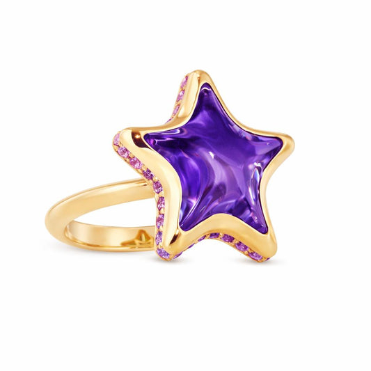 Starfish-bubble-mini-ring-stoned-yellow-gold-with-amethyst