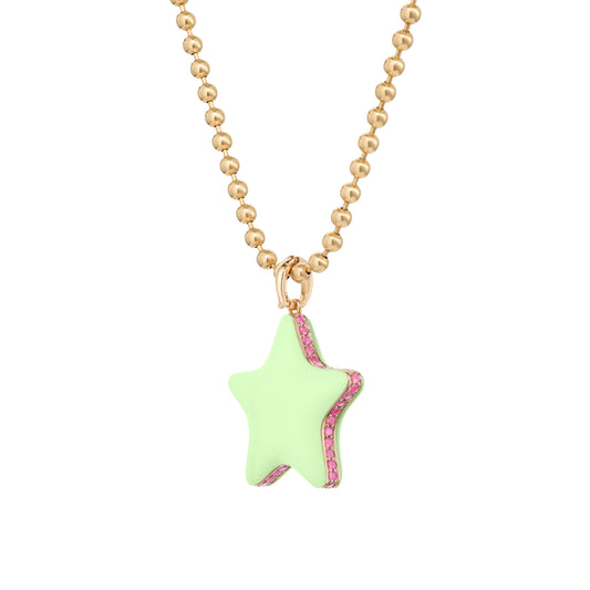 Starfish-bubble-pendant-necklace-stoned-yellow-gold-with-lemon-chrysoprase-and-pink-sapphire
