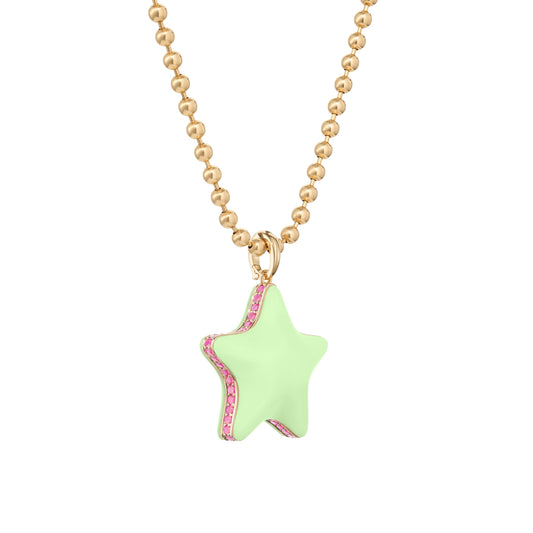 Starfish-bubble-pendant-necklace-stoned-yellow-gold-with-lemon-chrysoprase-and-pink-sapphire
