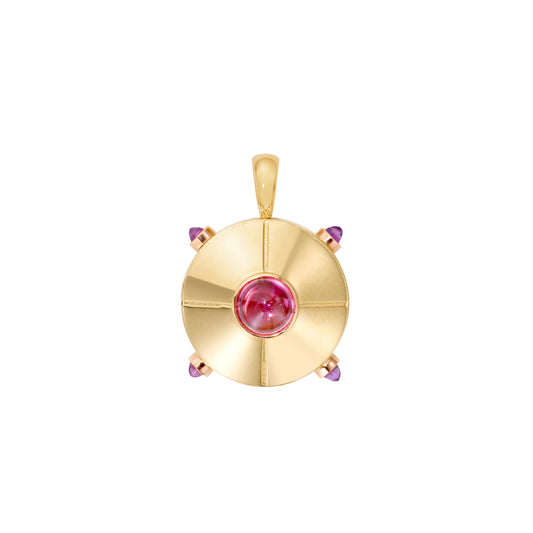 UFO-pendant-yellow-gold-with-pink-tourmaline-and-amethyst