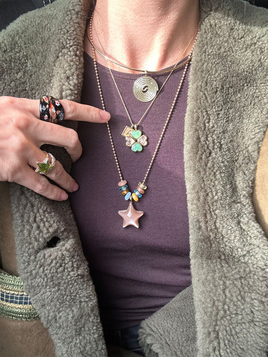 Licorice necklace stoned yellow gold with diamond