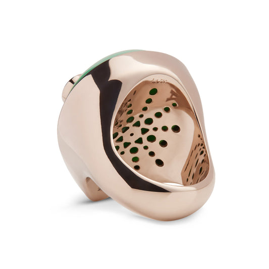 Alien-signature-ring-rose-gold-with-chrysoprase-and-pink-tourmaline