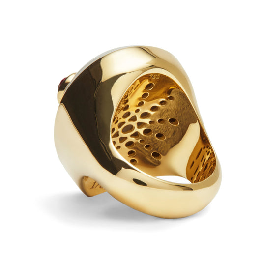 Alien-signature-ring-yellow-gold-with-white-agate-and-pink-tourmaline