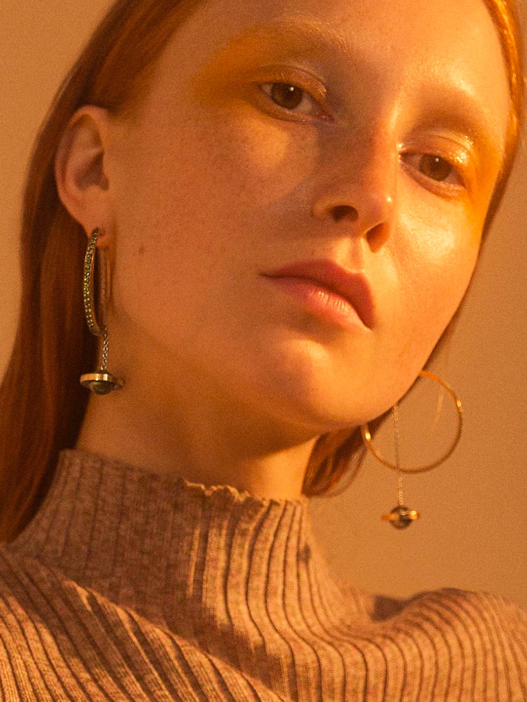 Rose Gold 60mm Pearl Charms Hoop Earrings